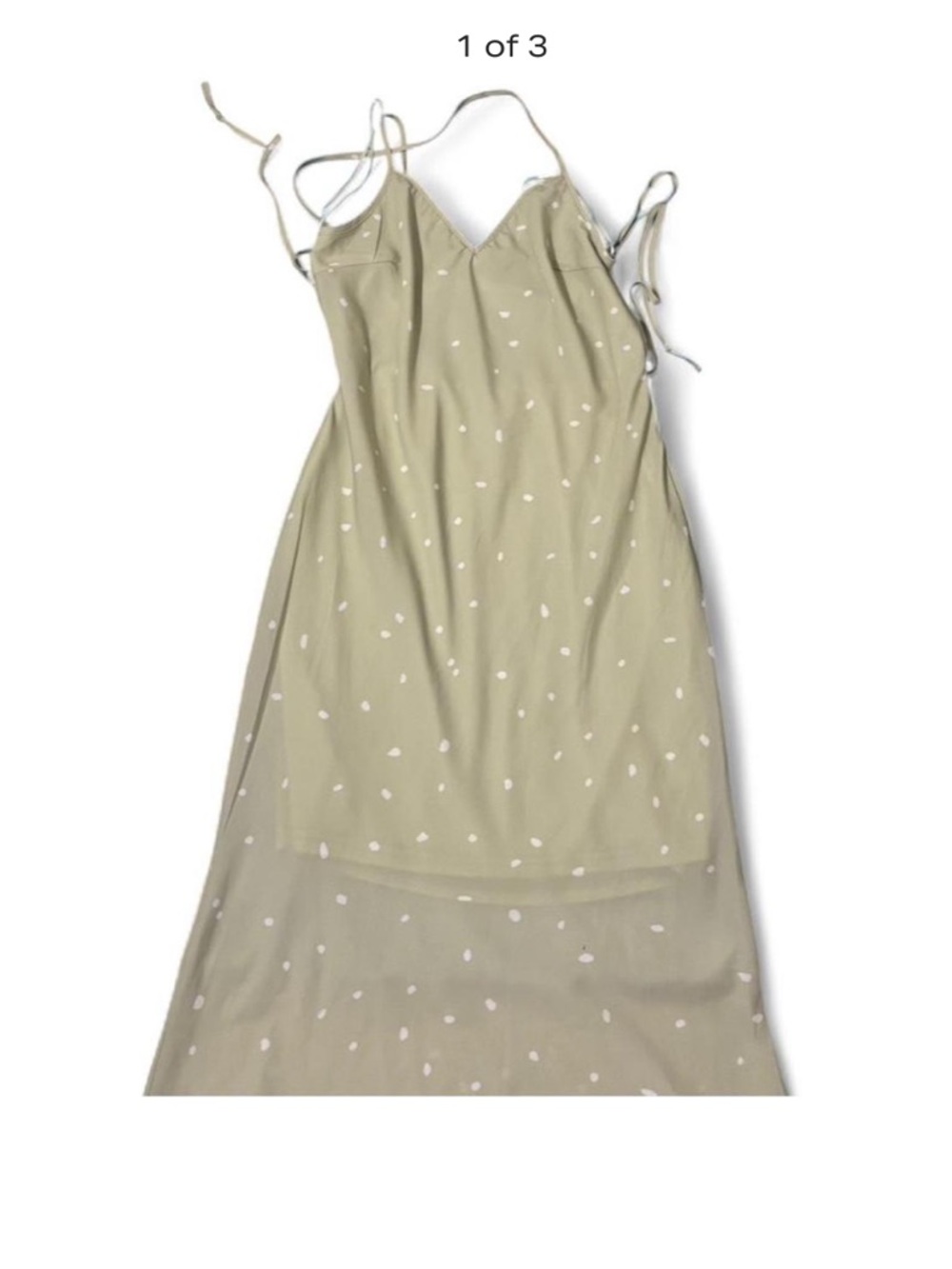 Princess Polly Pale Olive Slip Dress with White Dot Detail